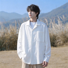 2026春季新款古巴领男潮流休闲衬衫外套C6386特P38建议零售价88，男装衬衫，电商A001-1