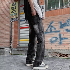 欧美高街vibe扎染裤子ins潮牌牛仔裤男秋冬美式直筒裤N08141-P45，男装牛仔裤，星座308B-1