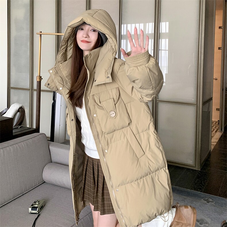 2023年冬季新款时尚通勤70鹅绒羽绒服中长款外套女，女装羽绒服，辉之琳