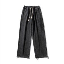 主推！宽松直筒拖地系绳牛仔裤长裤B377-K01-P38-限58，男装牛仔裤，电商B377