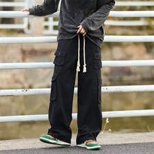 春秋季ins潮牌高街休闲阔腿裤美式复古多口袋工装裤男K4631-P42，男装休闲裤，星座512-2