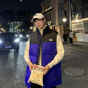 有版权现货刺绣立领宽松外套马甲时尚男款韩版羽绒服MJ02P65控98图片