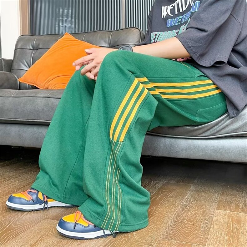 夏季宽松垂感直筒休闲裤男潮牌ins欧美侧条纹运动卫裤K108-P35,男装休闲裤,星座1109-3