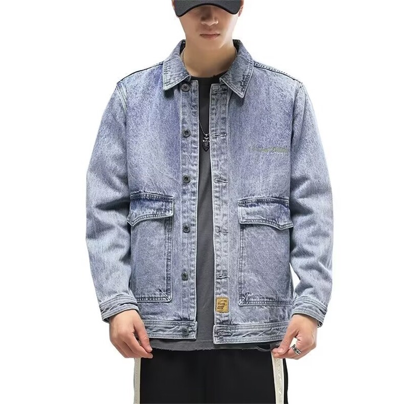 牛仔外套男韩版潮流上衣外套休闲百搭浅色宽松大码HG08P42,男装工装外套,星座1112-1