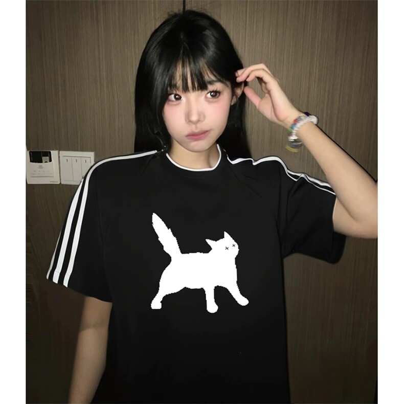 抖音得物高品质二开240克宽松纯棉美式潮牌三条杠织带短袖T恤,男装T恤,电商A486-1