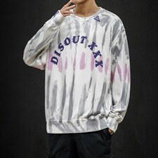 【】A003-HW3089-P60春装新款圆领扎染卫衣黑墙1，男装卫衣，电商A003