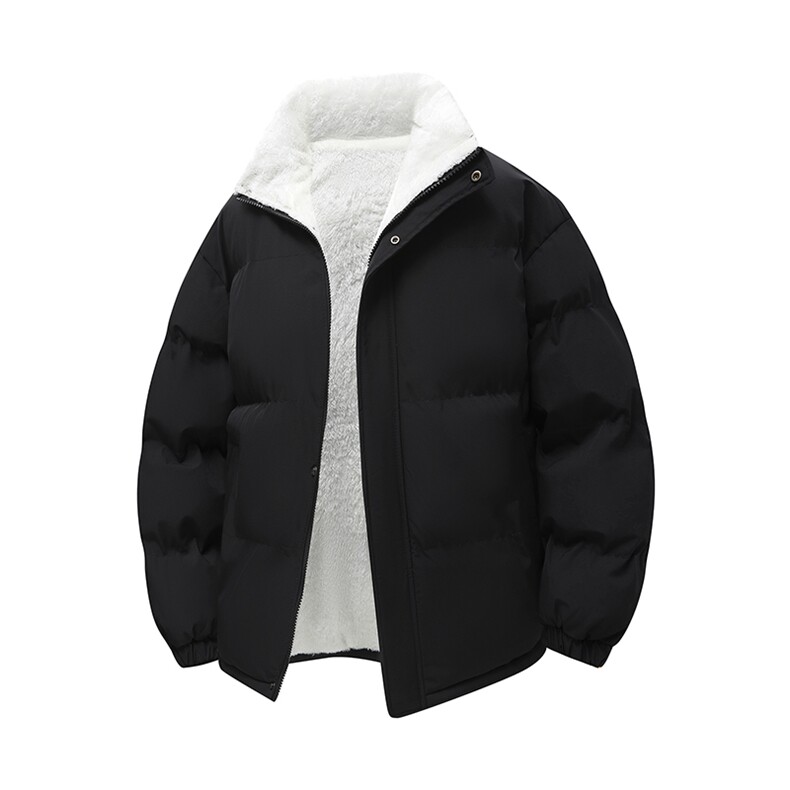 立领羊羔绒棉衣加绒加厚保暖面包服外套男女纯色棉袄M066-特价P56图片