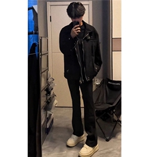 黑色外套男拉链解构小众秋季夹克潮牌高级感男装W6766-P75，男装夹克，星座412-3
