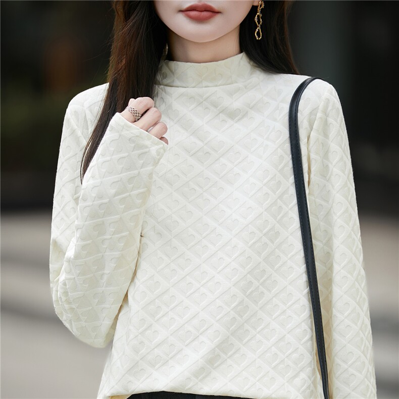 2025年秋季双色半高长袖时尚百搭通勤简约休闲加厚，女装针织衫/毛衣，朝贺羊绒