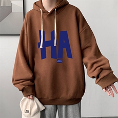 WY2258-P35加绒款-P40纯棉连帽卫衣男大码运动帽衫宽松薄外套男，男装卫衣，电商A040