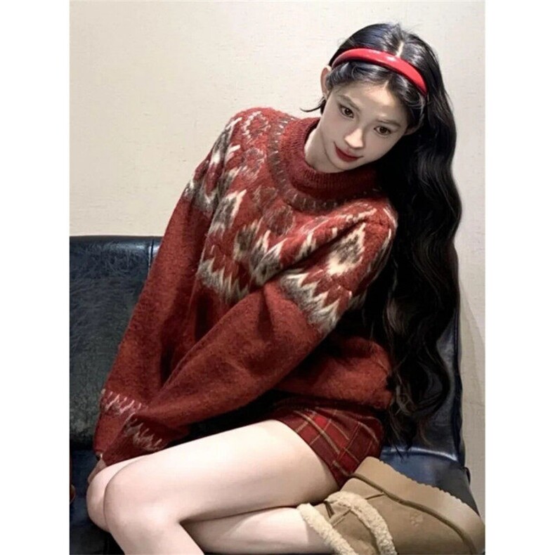 【有货】DM6068-P65新年圣诞氛围感软糯提花毛衣女秋冬季保暖针织,男装针织衫/毛衣,星座603-2