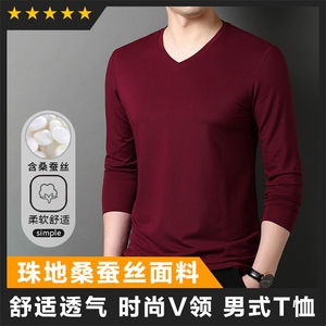男装T恤F83007珠地V领长袖T恤图片
