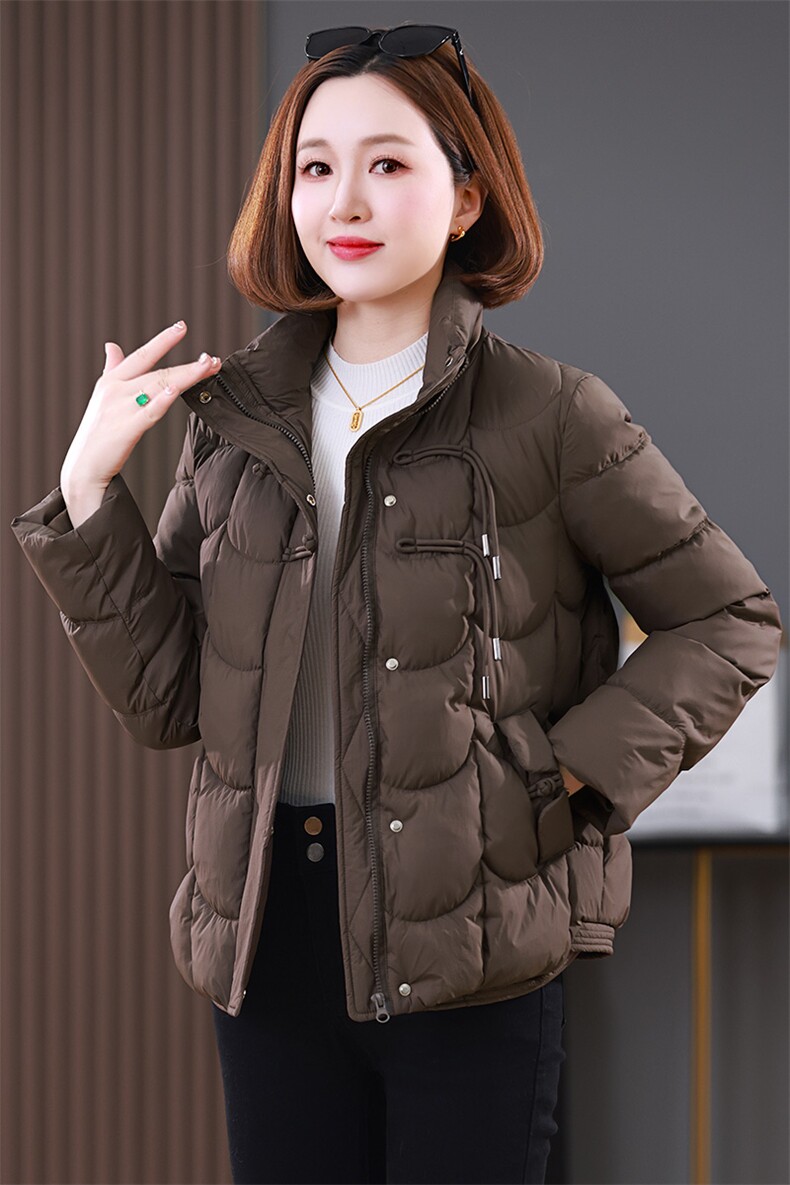 中年妈妈短款羽绒服女冬季2024新款小个子立领防寒保暖白鸭绒外套,女装棉衣/棉服,雪樱依海