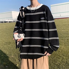 情侣装线衣秋冬港风潮流新款ins韩版条纹针织衫毛衣男M662-P40，男装针织衫/毛衣，星座512-3