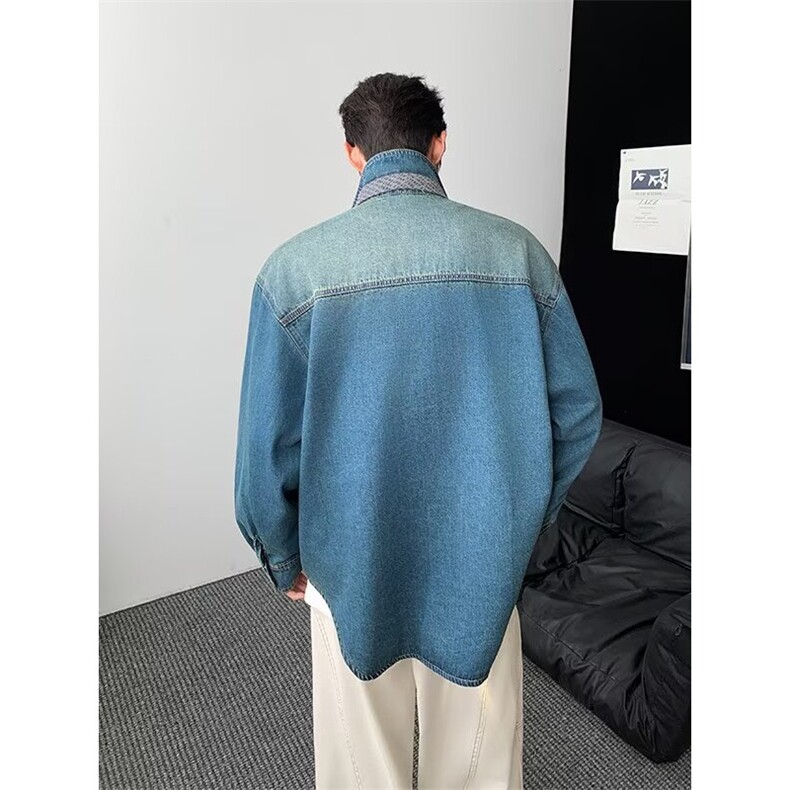 高品质牛仔长袖衬衫男休闲工装衬衣潮痞帅外套XZ212-QCS1035-P70,男装衬衫,星座212