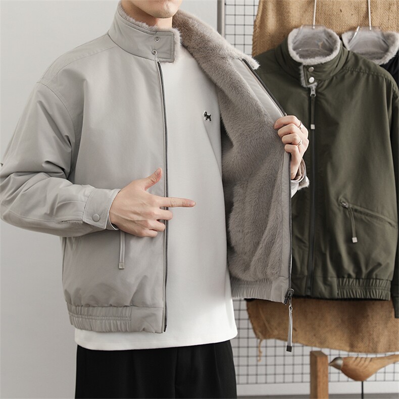 双面穿立领棉衣男士冬季双面穿休闲加绒加厚保暖棉服男外套上衣,男装棉衣,星座914