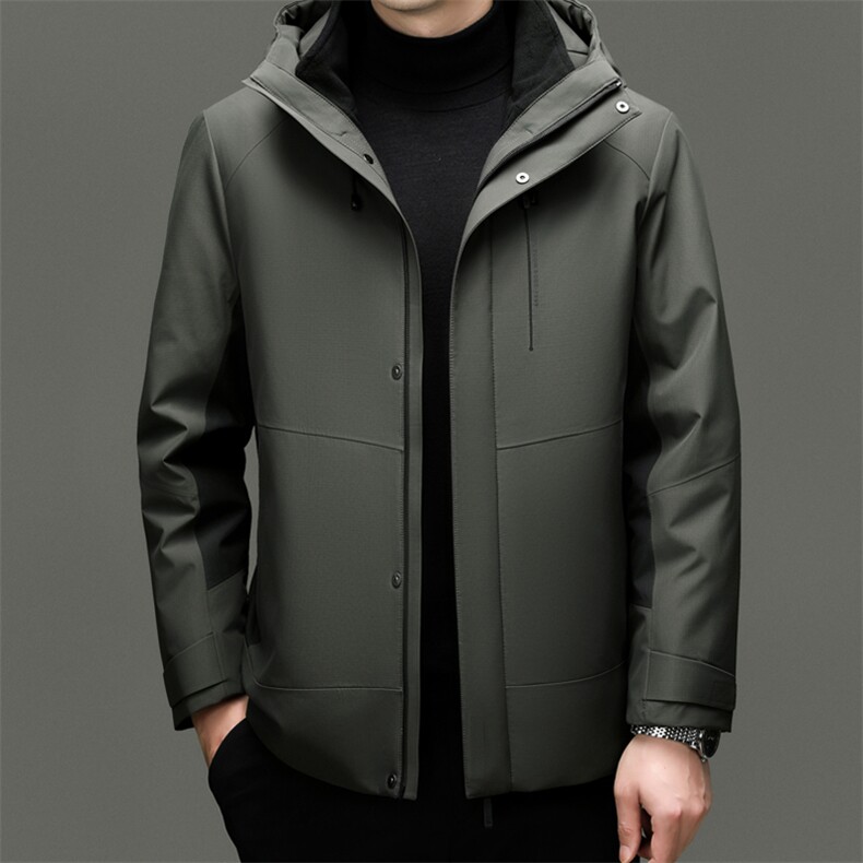 2025一衣三穿短款羽绒服新款中年男士脱卸鹅绒90绒子鹅绒服外套图片