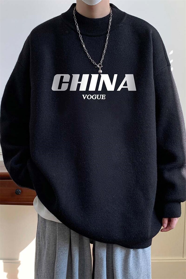 控68半高领毛衣男士大码针织衫男毛线衣男M18001-P45加绒款-P65,男装针织衫/毛衣,电商A040