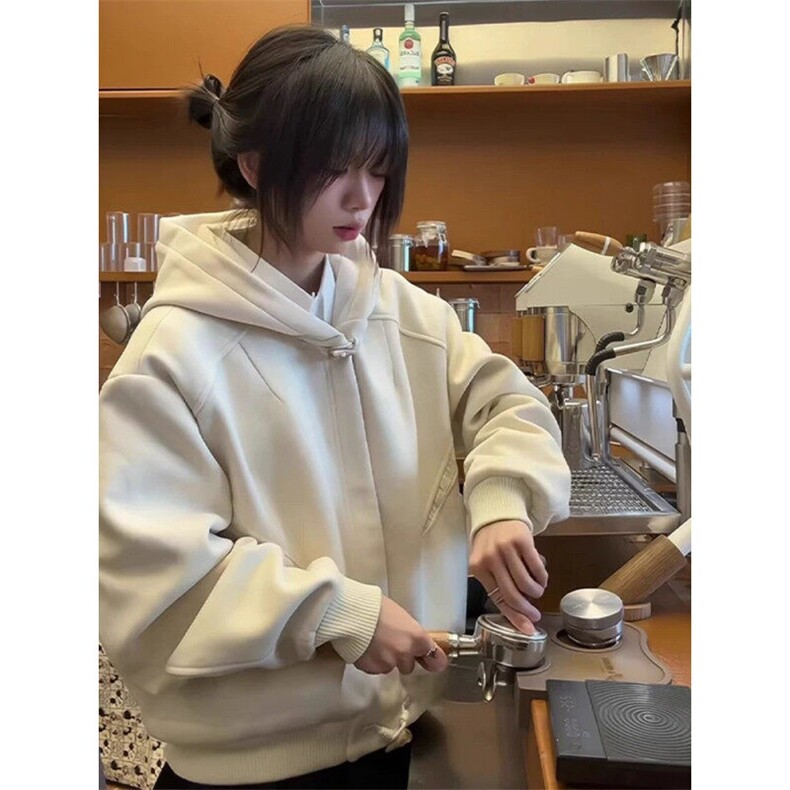 706-CWY23-P118冬季美式牛角扣开衫卫衣男拼接纹理格纹连帽外套,男装卫衣,星座706