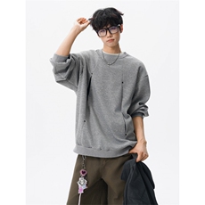 WY10152-特P45控78小众撞色拼接破缝假两件大码男大码情侣卫衣，男装卫衣，电商A059