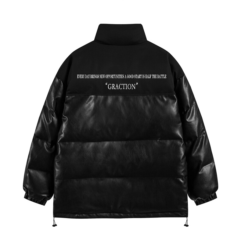 白底新款冬季时尚百搭宽松字母印花PU棉服外套MY401P115控158,男装棉衣,电商A247-1