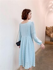 秋冬新款韩版时尚蕾丝连衣裙，女装连衣裙，荷塘月色