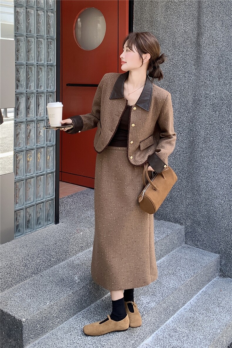现货-高级感小香风加厚夹棉套装裙女2025秋冬新款气质减龄两件套,女装套装/套裙,霓裳依族