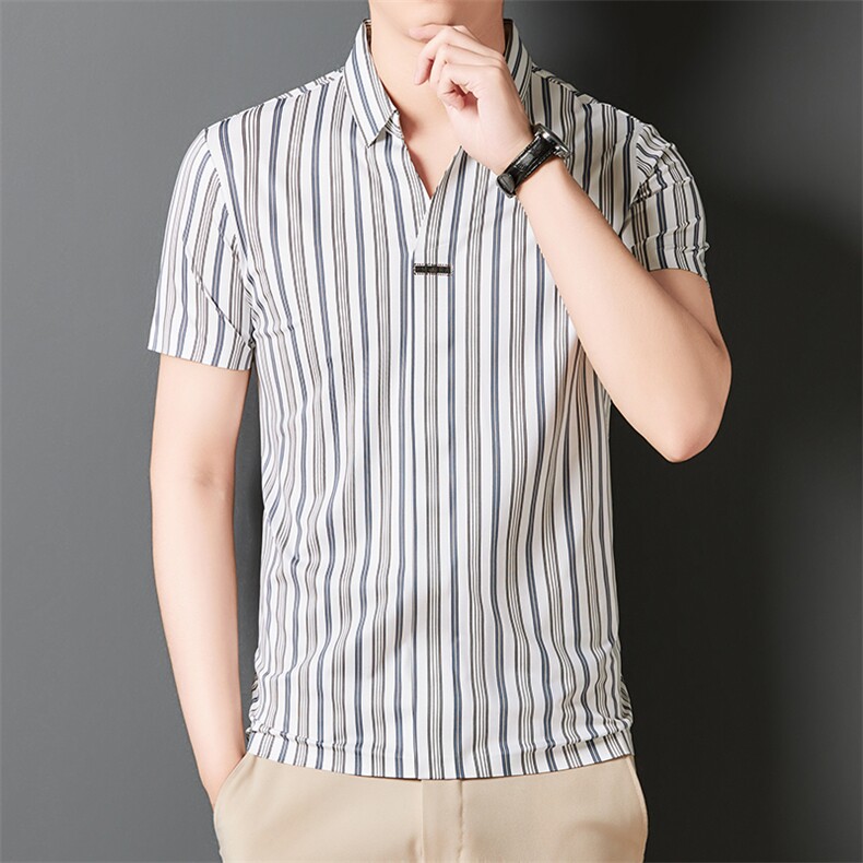 夏季男士短袖polo衫中青年休闲宽松翻领冰丝薄款T恤QSD1270-P52,男装Polo衫,星座1105-3