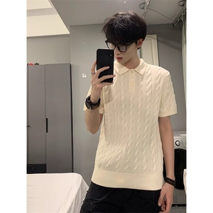 【有货】Z96CC-特P39 绞花翻领polo衫男女正肩针织短袖t恤图片