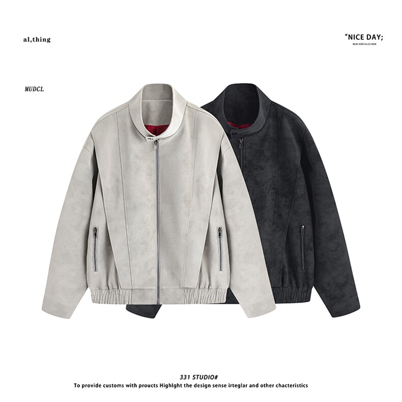 平铺~春季薄款扎染软皮红内里夹克外套 YJ6015/P108图片