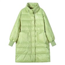 2021新款简约时尚中长款羽绒服保暖外套气质纯色，女装羽绒服，依万里