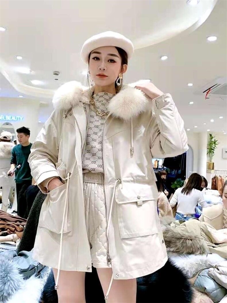 ZHG8119欧货可拆卸真狐狸毛领内胆獭兔毛时尚派克,女装,L·H·X