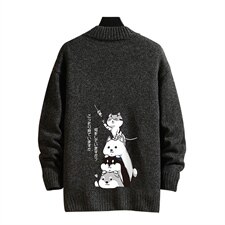 2021秋冬新无影墙日系大码男已注册四只猫印花毛衣针织衫MY11-P45，男装针织衫/毛衣，电商A001