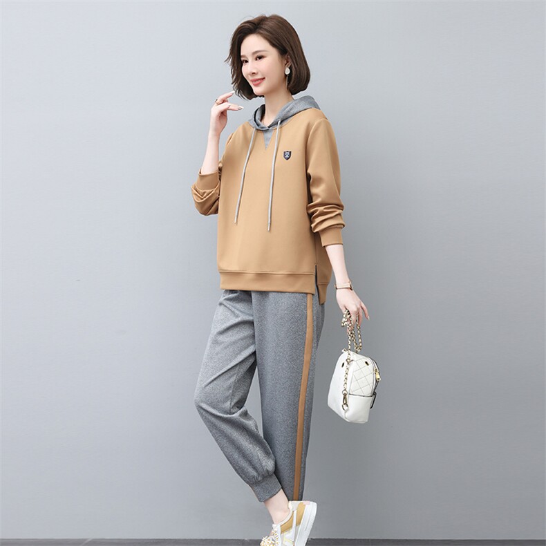 休闲运动卫衣年轻套装女2026春装新款中年妈妈宽松两件套洋气减龄,女装套装/套裙,独衣靓
