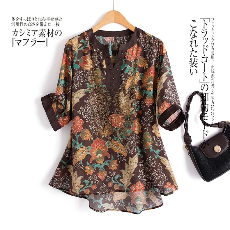 碎花衬衫时尚女2025夏季新款宽松洋气遮肚减龄显瘦休闲，女装衬衫，水衣源