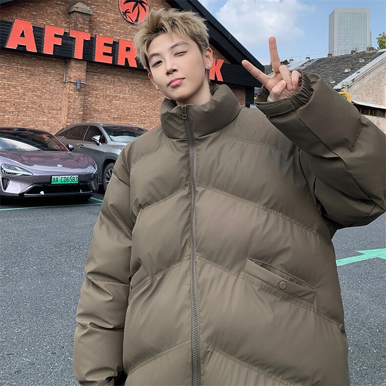 冬季高级感立领棉服外套保暖PU皮短款棉衣男M2908-特P105控158,男装棉衣,电商A001