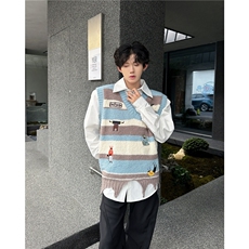 针织马甲背心外穿宽松慵懒风坎肩背心韩系复古无袖毛衣MY395-P57，男装针织衫/毛衣，星座313A-2