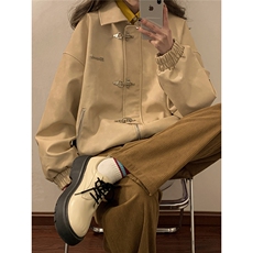 中性风黄底夹克女大码M-5XL夹克男水洗雪花皮衣女JK8741P130控168，男装皮衣，星座227-7