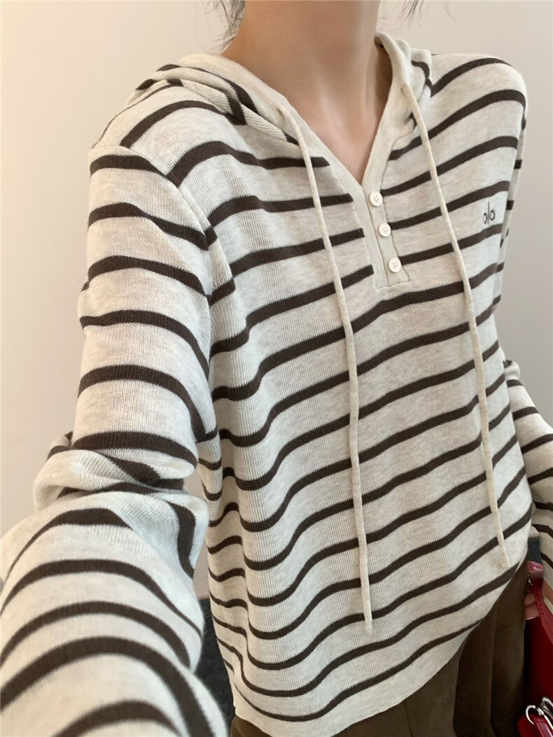 秋季新款针织条纹套头上衣时尚休闲百搭，女装针织衫/毛衣，恒旺羊绒