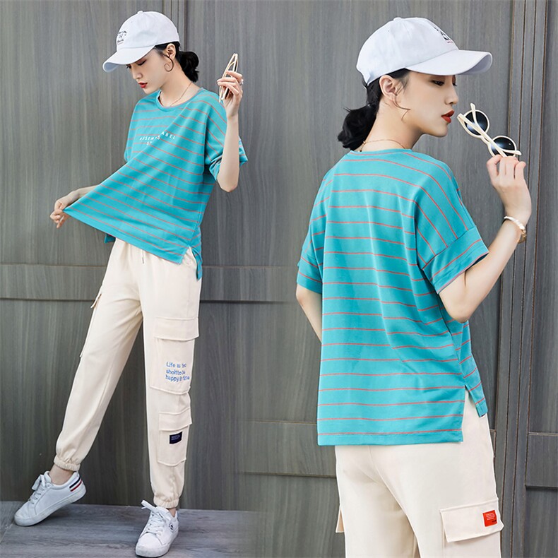 百搭纯棉T桖套装运动两件套薄款九分小脚2020夏季新款,女装套装/套裙,凯瑟曼