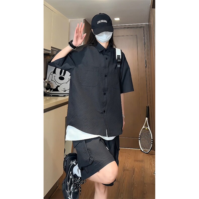 量大优供视频泡泡纱夏款短袖衬衫衬衫工装短裤男TZ17-特p55,男装牛仔裤,电商B371