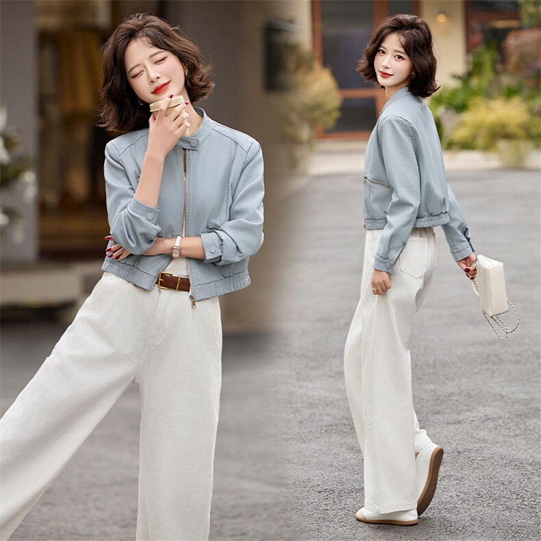 现货【大BAO款主推引流款】2025春款海宁休闲宽松洋气皮夹克女，女装皮衣，跑量工厂店