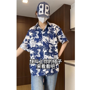 控59花衬衫夏季风印花衬衫短袖风宽松版型CS013-P30图片