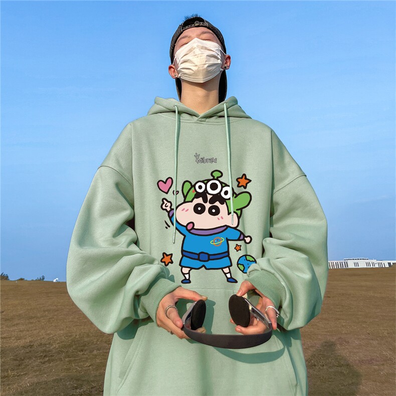 ！秋季重磅宽松大码港风小新印花连帽卫衣LW120-特p35,男装卫衣,星座508（原C305）