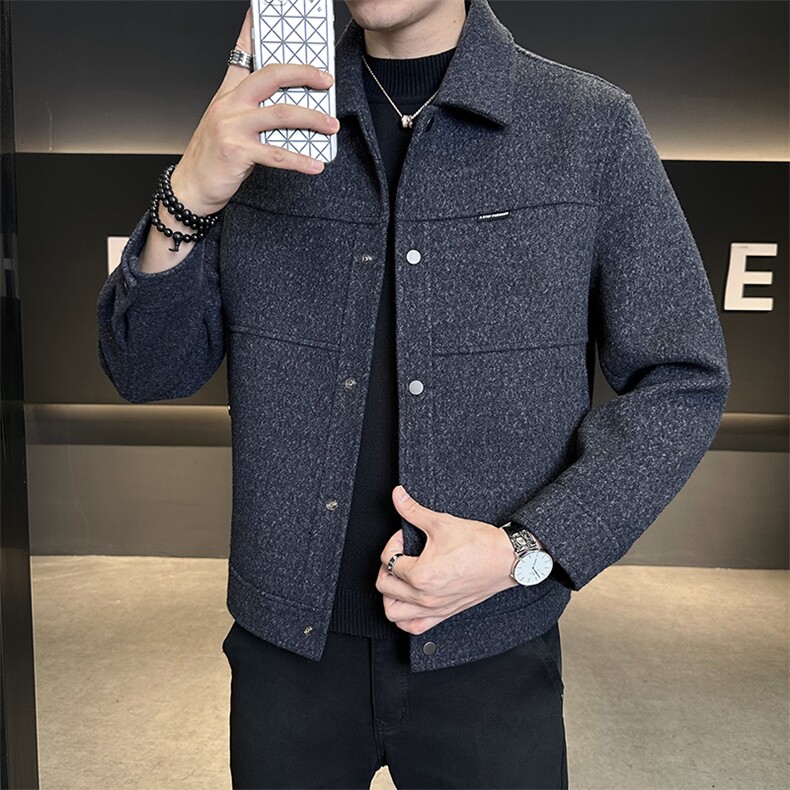 含羊毛短款呢大衣外套秋冬男装夹克C317-ML798-P178,男装夹克,电商C317