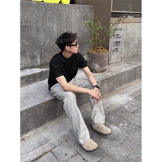 春秋季速干凉感轻薄透气褶皱西裤宽松休闲直筒纯色基础长裤潮，男装休闲裤，星座506A