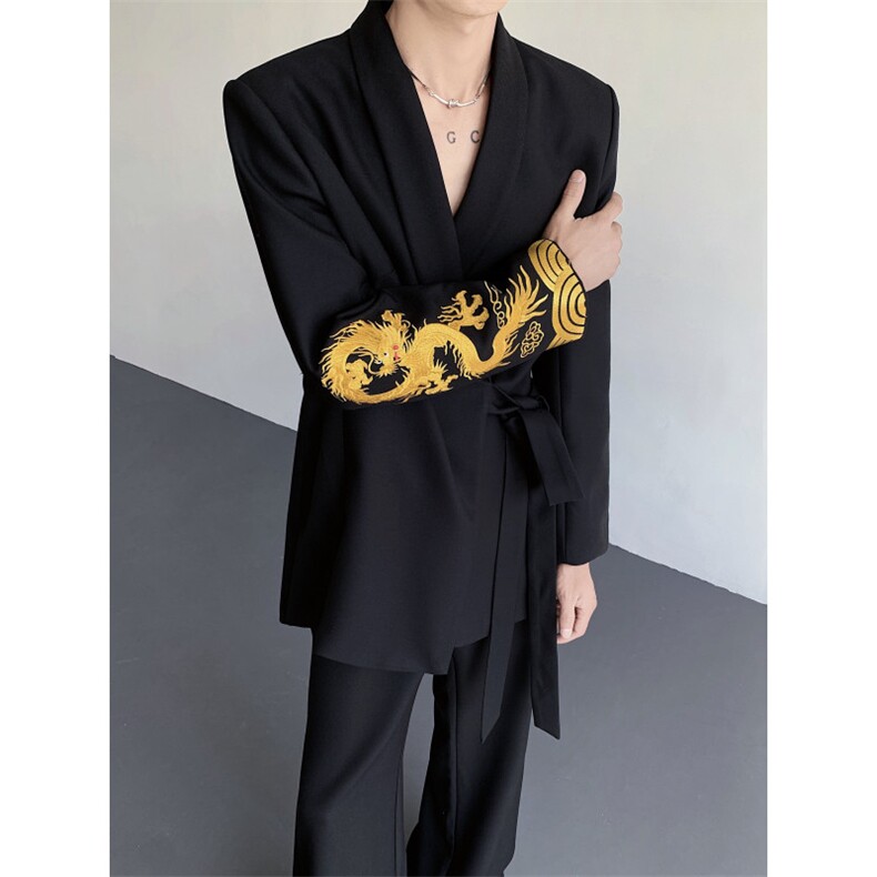 现货25秋冬龙袍礼服龙纹重工刺绣男士新中式西服xz165-p198,男装西服,电商B288