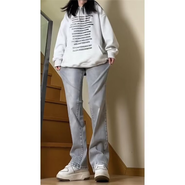 烟灰色基础直筒休闲牛仔裤宽松显瘦长裤潮裤子男女牛仔裤T1697P40,男装牛仔裤,星座302B