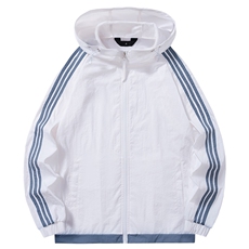 防晒服男透气凉感皮肤衣连帽美式三条杠运动外套夏季薄款9920-P30，男装防晒衣，星座1403B