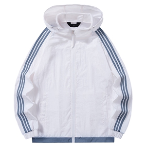 防晒服男透气凉感皮肤衣连帽美式三条杠运动外套夏季薄款9920-P30图片